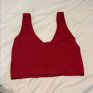 Red Ribbed Crop Top